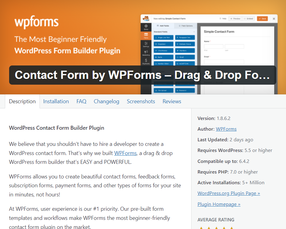 WORDPRESS plugin wpforms