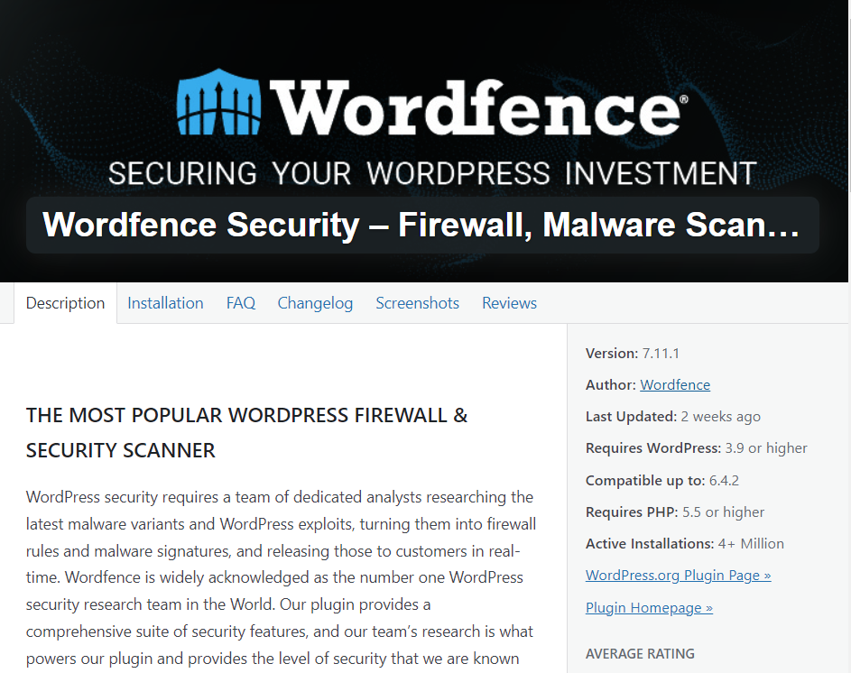 WORDPRESS plugin wordfence