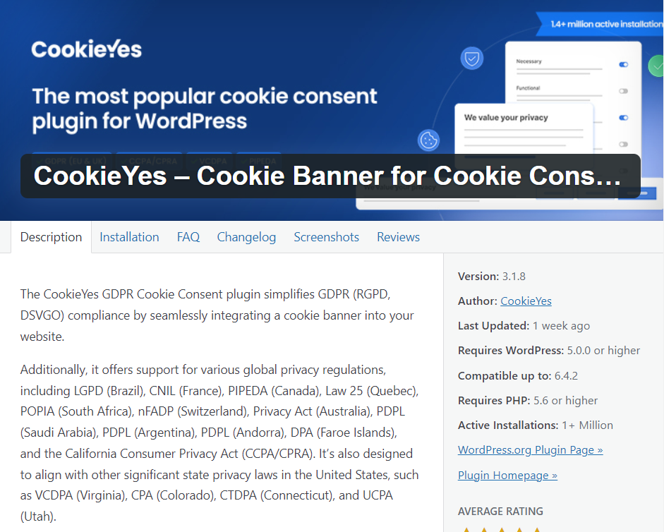 WORDPRESS plugin cookie yes