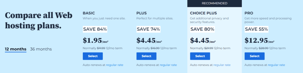 best web hosting for beginners bluehost pricing