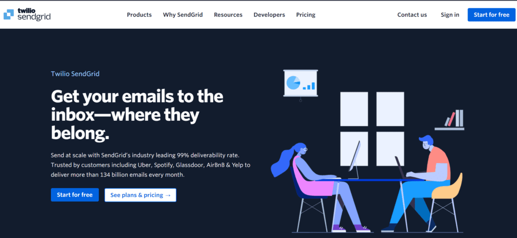 sendgrid home page